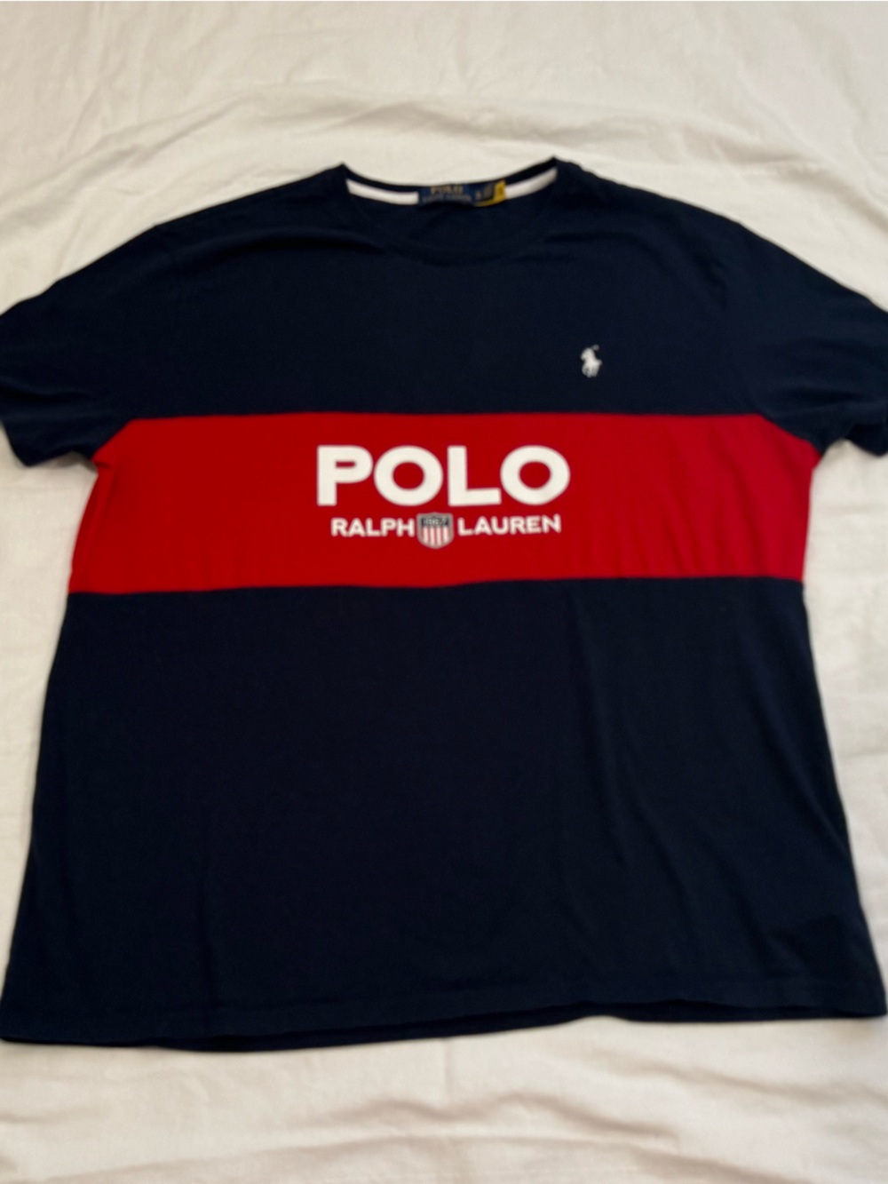 Polo Ralph Lauren XL Colorblock 1967 Logo T-Shirt Navy Red